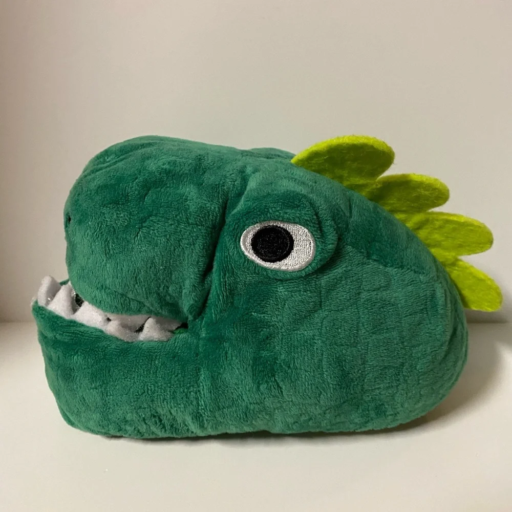 Dinosaur Slippers Green Plush Old Navy Toddler S 7-8 House Shoes Embroidered Eye